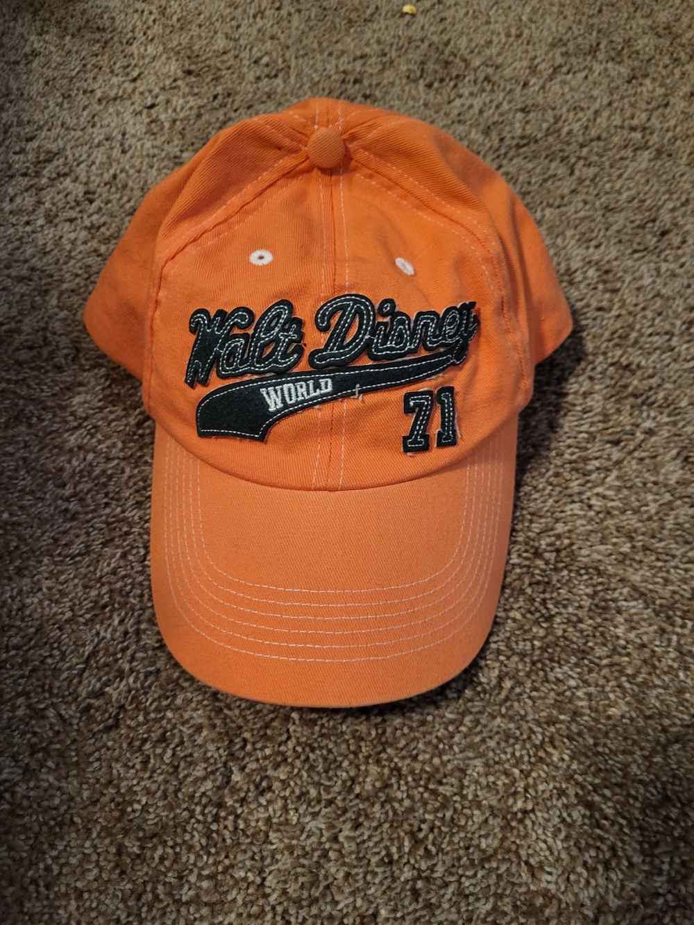 Disney Orange "Walt Disney World 71" Embroidered Baseball Cap